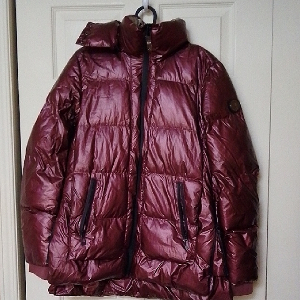 Shiny Burgundy Puffer Jacket